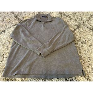 Polo Ralph Lauren Sweater 2XL Gray Estate Rib Flesh Pony 1/4 Zip Long Sleeve XXL